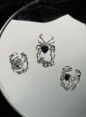 金属蜘蛛戒指女冷淡风小众个性时尚欧美时尚开口戒食指环D1