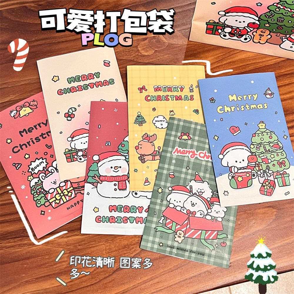联名原创款高颜值圣诞打包袋可爱卡通淋膜纸袋少女烘焙饰品收纳袋