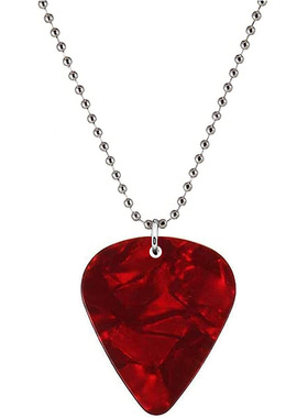 跨境新品饰品 地狱火吉他拨片时尚红色项链 不锈钢珠链项链男女