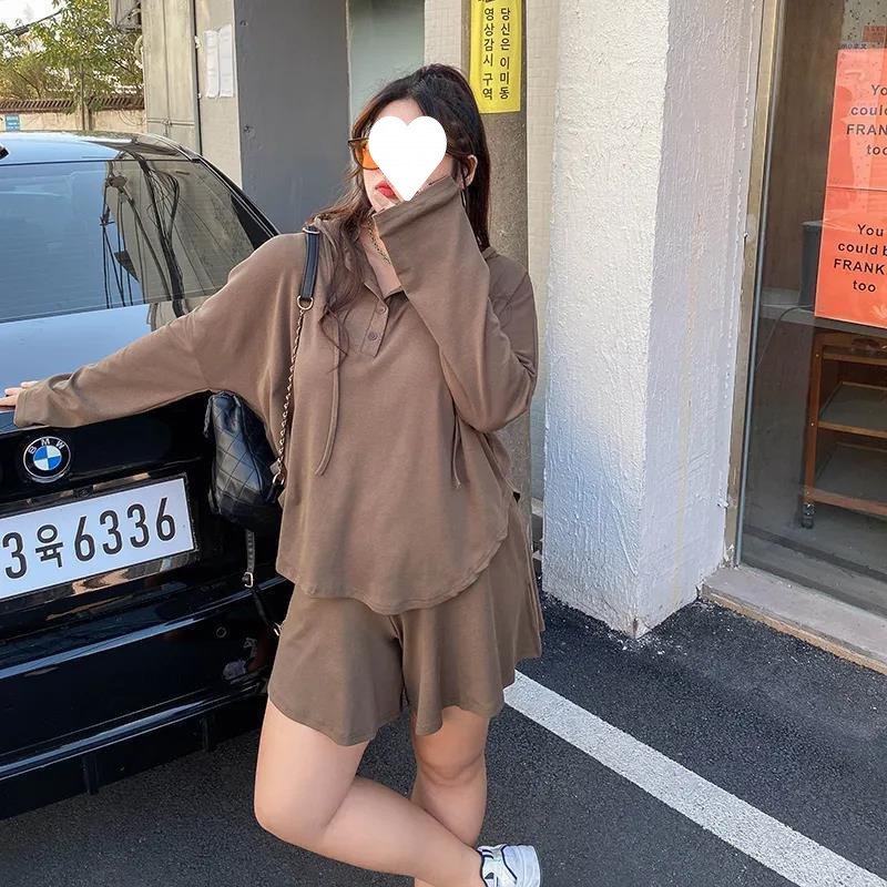 慵懒风港式穿搭chic连帽防晒衣高腰休闲运动裤子夏季新款两件套装
