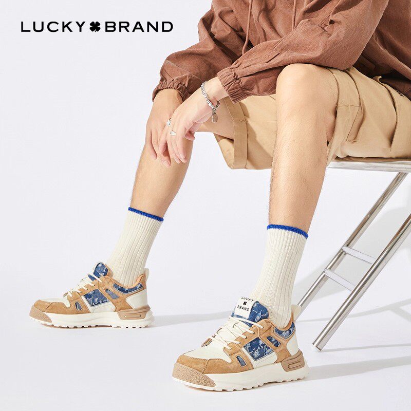 Lucky Brand四叶草男鞋时尚潮流百搭舒适透气复古休闲鞋牛皮板鞋