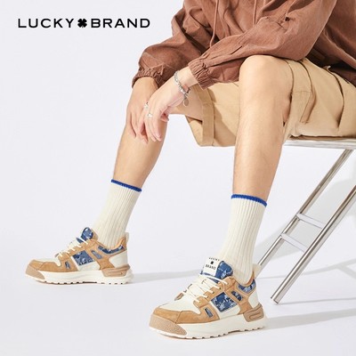 Lucky Brand四叶草男鞋时尚潮流百搭舒适透气复古休闲鞋牛皮板鞋