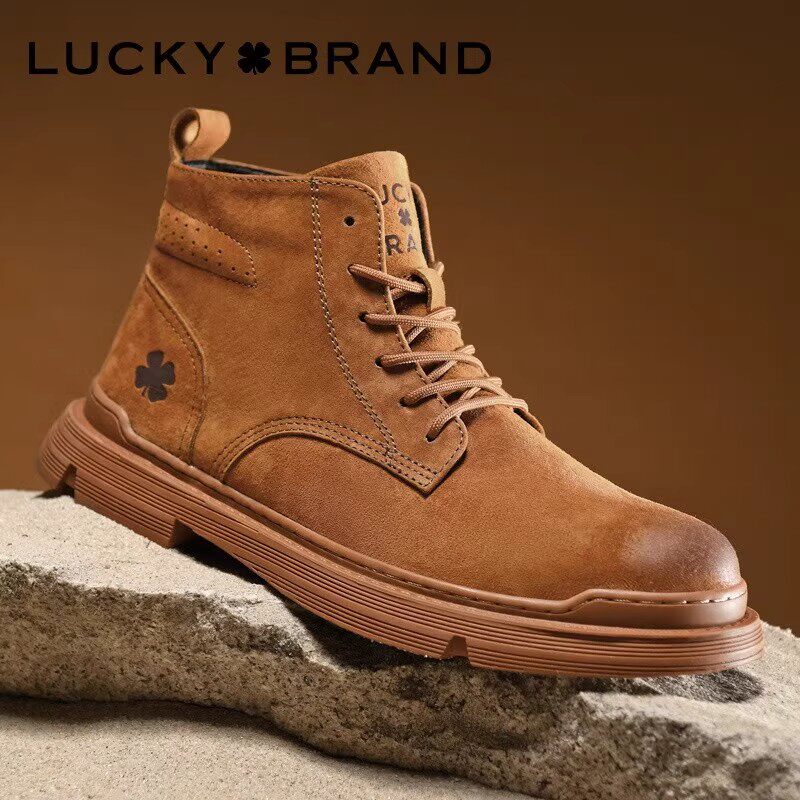 Lucky Brand四叶草马丁靴男靴美式复古潮流皮靴工装短靴高帮靴男