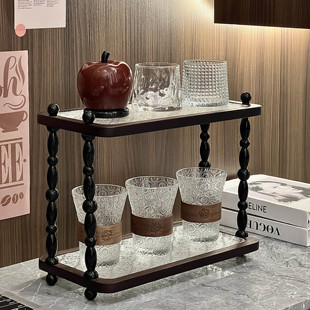 中古风轻奢杯架家用客厅杯子收纳架高级感轻奢风双层杯架家用客厅