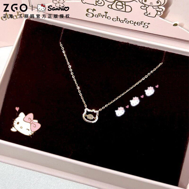 正港ZGO三丽鸥HelloKitty猫项炼纯银哈喽kitty吊坠生日礼物送女生