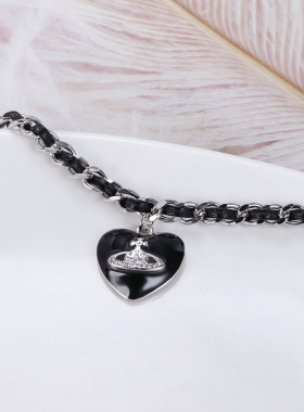 珐琅爱心项链女土星星球颈