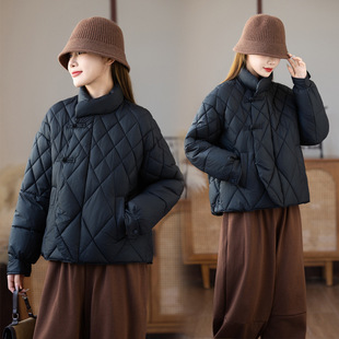 菱格棉服女短款2025冬季新款民族风系列立领加厚棉衣外套现货批发