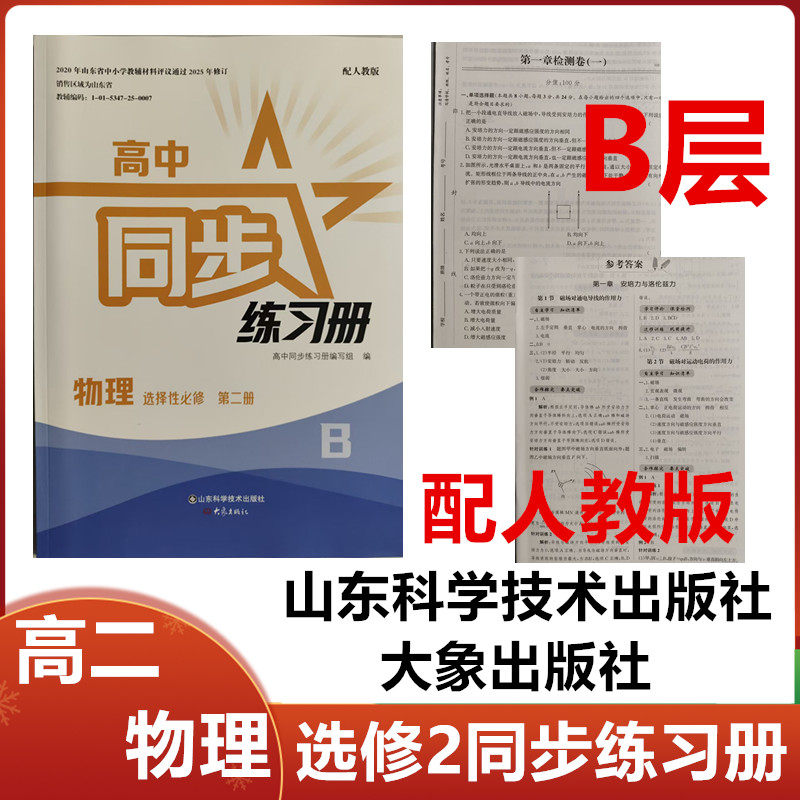 2025秋B层配人教版高中同步练习册物理选择性必修第二册山东科学技术出版社大象出版社高二物理选修2同步练习册配人教版B层