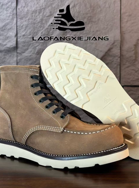 新品F01工装靴S.B.foot油鞣皮浅黄色改款875工装靴橡胶大底软木填