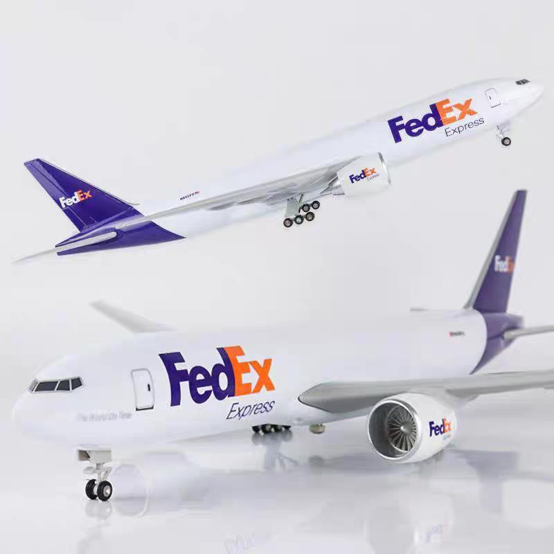 波音747飞机模型仿真合金FEDEX货运航空联邦快递B777模型47cm摆件