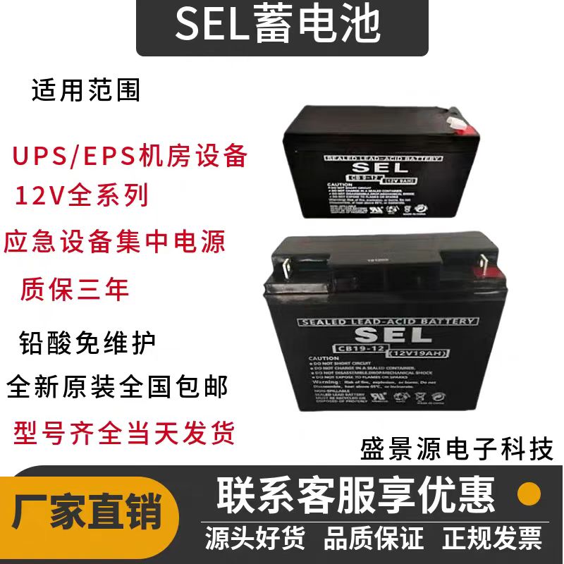 SEL蓄电池CB19-12应急电源12V19AH登路普邓禄普12V9AH17A电瓶