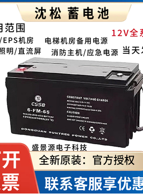 CSSB沈松蓄电池6FM12V65A12A18A20A24A38A100AHUPSEPS直流屏电梯