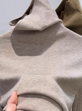 高级感软糯高领毛衣女套头秋冬内搭羊绒衫堆堆领针织打底衫上衣