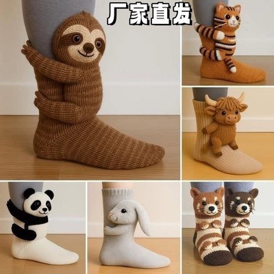 动物袜圣诞针织地板袜保暖可爱