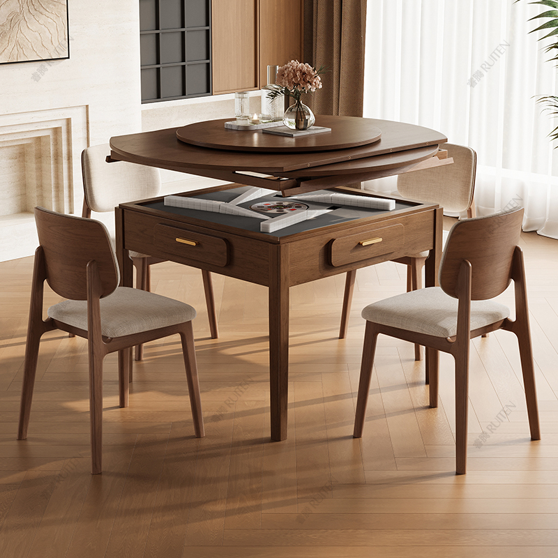 睿腾正品麻将桌伸缩圆桌餐麻两用