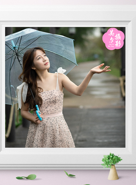 NIKON D810拍摄森系撑伞美女人像RAW原图PS后期修图调色练习素材