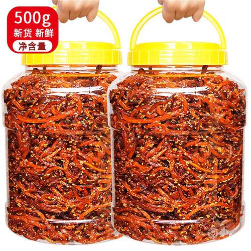 香辣鳗鱼丝500g蜜汁甜辣小鱼干北海特产小鱼干休闲辣味零食大包装