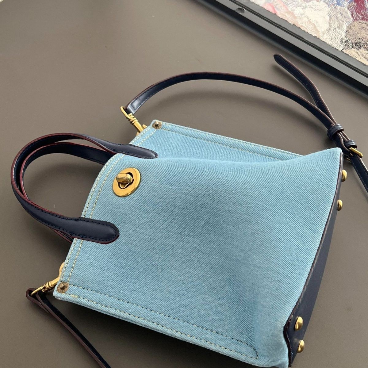 2025新款水洗牛仔蓝手提小包迷你托特包小菜蓝薯条包斜挎小包