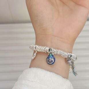 碎银子足银999纯银手工古法盘缠手链男女款新中式国风