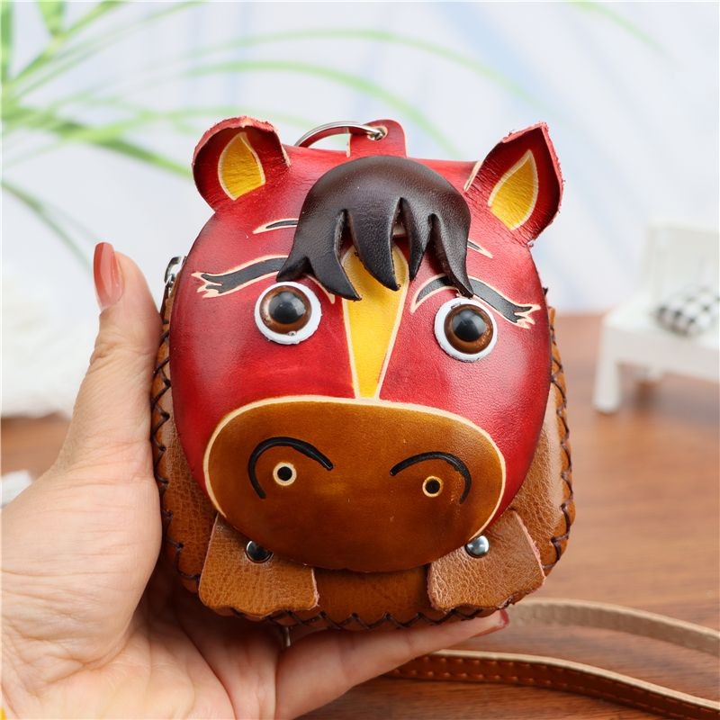 原创牛皮创意小马零钱包汽车钥匙包十二生肖小背包单肩斜挎包小礼