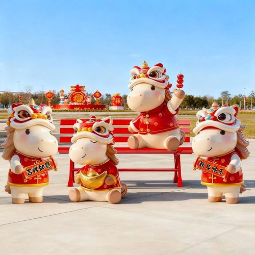 2026新年卡通生肖马雕塑