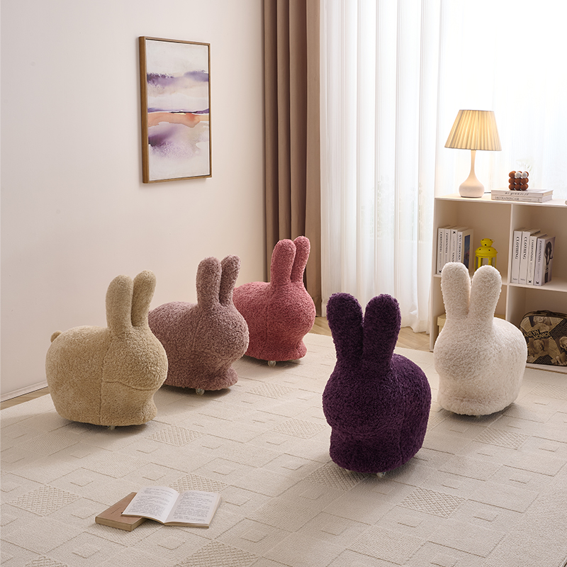 可爱羊毛卷萌兔滑轮儿童凳
