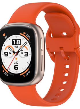 适用华为荣耀手表4官方同款硅胶表带运动honor智能手表四代男生高级感腕带女生夏天柔软亲肤非原装橙色纯色款