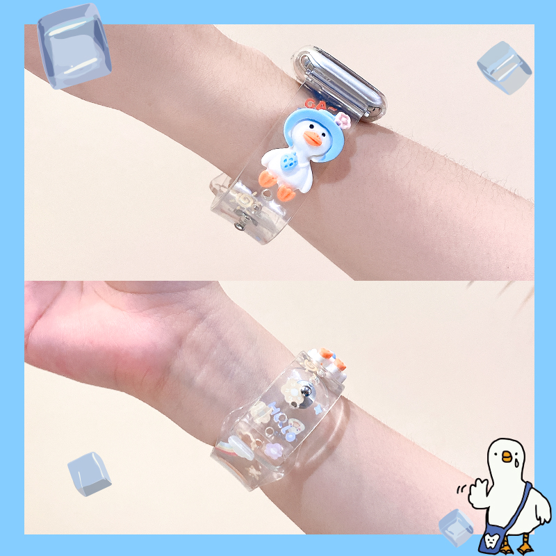 苹果手表腕带贴片款透明蓝帽鸭