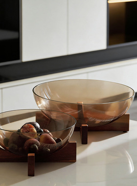 简约现代透明茶色玻璃盆