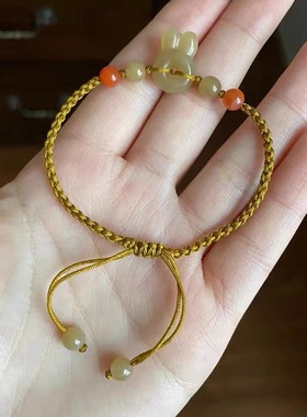 和田玉糖玉小兔子单圈手链 简约大气款 颜色漂亮 珠型饱满