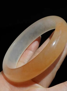 新疆天然金丝玉手镯戈壁彩玉宝石光料轮胎圈黄色红色内径60