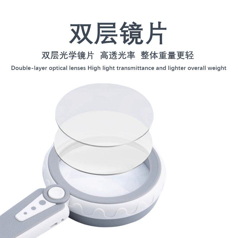 楚达  双镜片手持带灯高倍放大镜大直径老人阅读放大镜福利院礼品