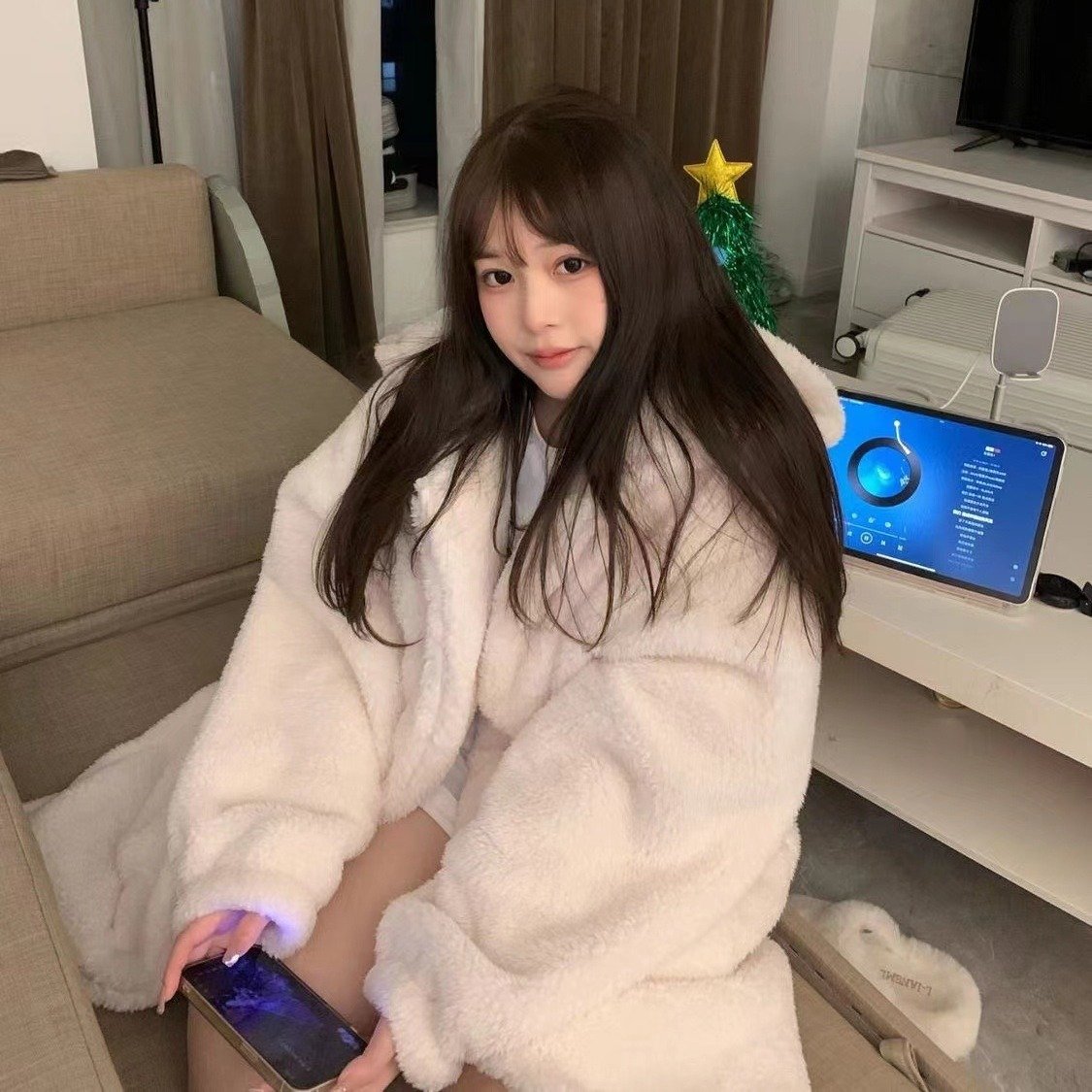 春秋睡衣女秋冬兔子耳朵ins学生睡衣带帽子卡通新款睡袍浴袍家居