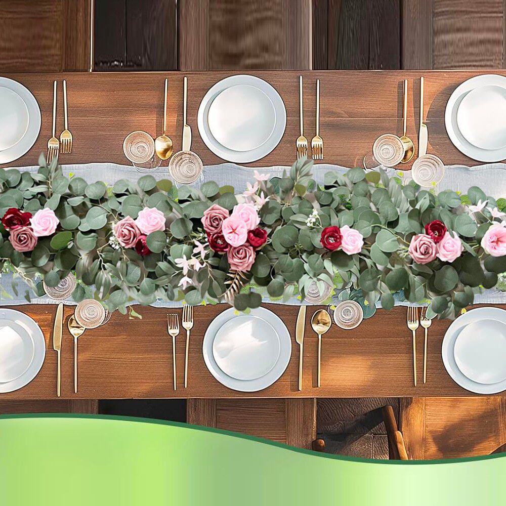 跨境仿真花藤条玫瑰婚礼桌面楼梯大门装饰2024新款高级感玫瑰藤曼