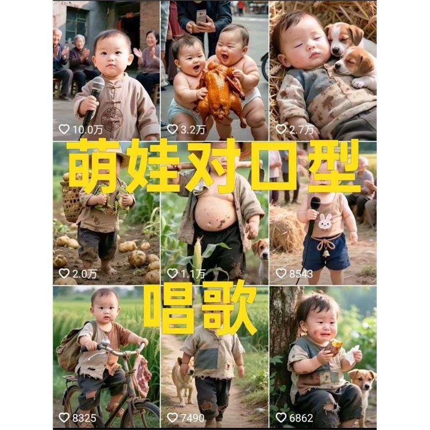 2025小众爆款 AI萌娃教程，对口型唱歌、