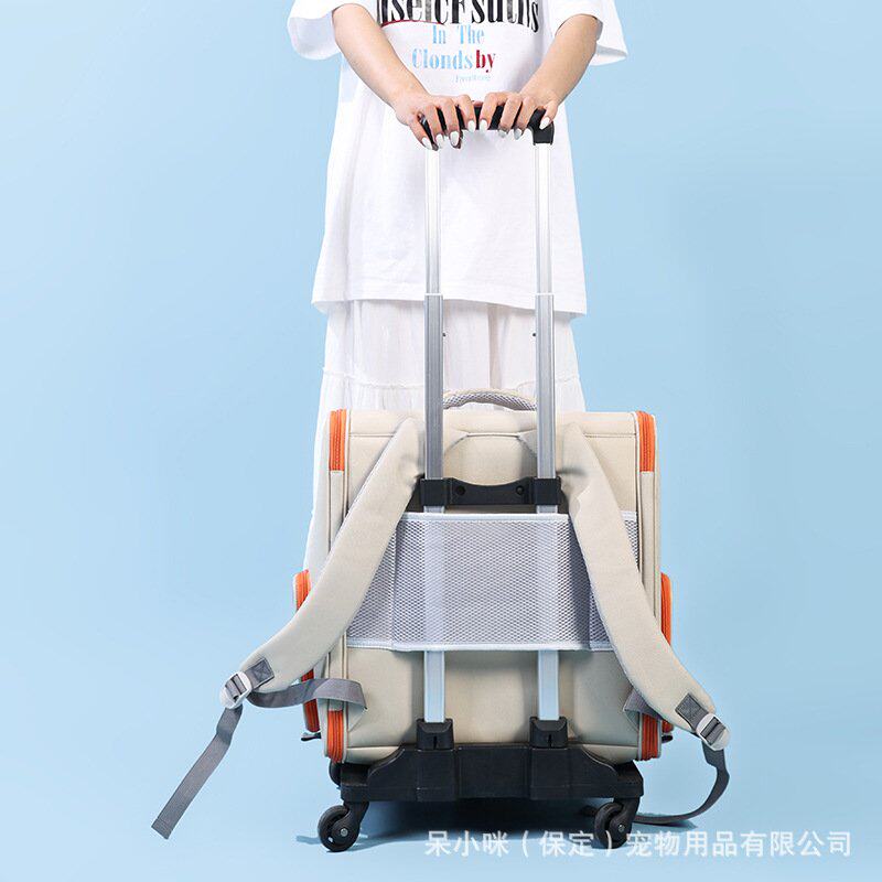 猫包外出包便携大容量双肩手提包带拉杆背包宠物拉杆箱猫咪背包