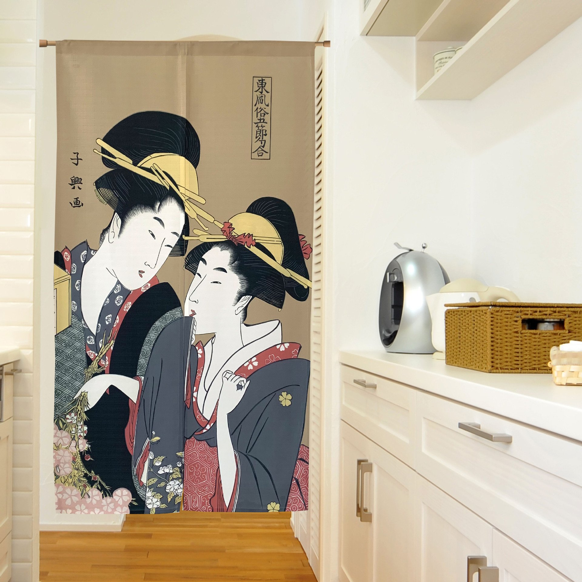 布艺日式洋风门帘 子兴画 源头厂家直销厨帘折帘咖啡帘面料厚重图片