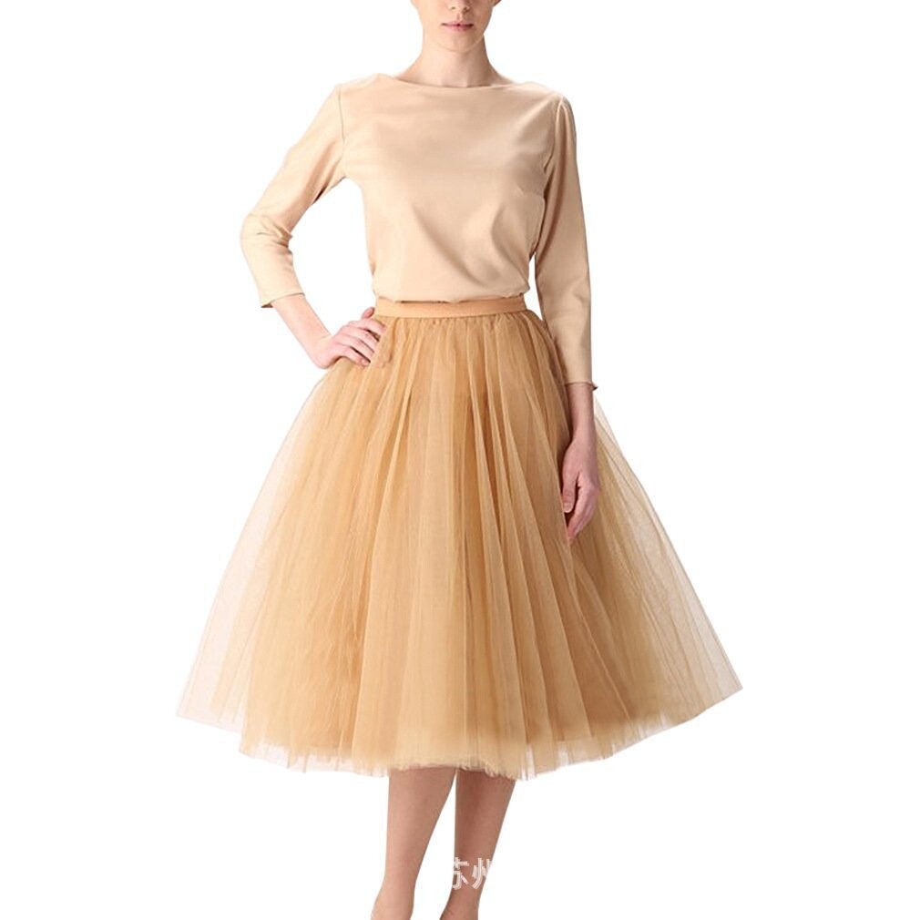 厂家亚马逊欧美半身蓬蓬裙 65cm长五层网纱裙tulle shirt