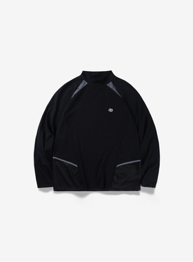 之外Outside半高领拼接长袖t恤衫春秋款男女打底上衣男装运动卫衣