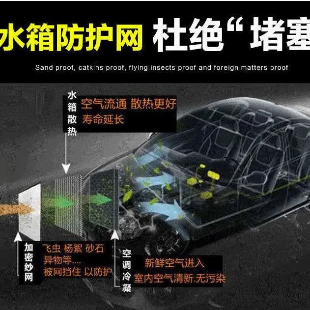 汽车水箱防护网防虫防柳絮保护网汽车中网车头防护罩轿车SUV通用Z