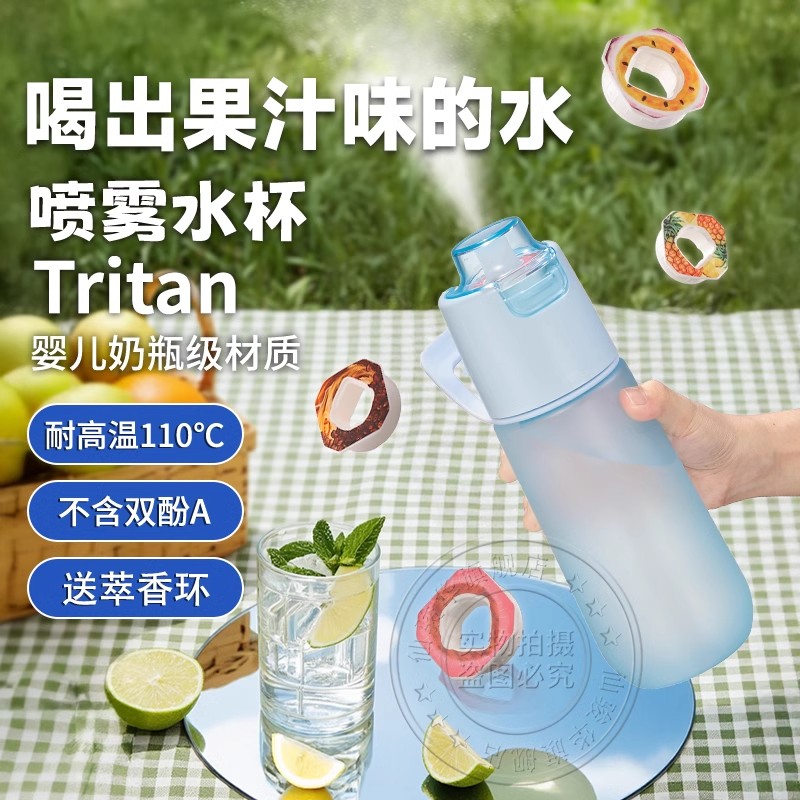 德国带果汁环tritan儿童喷雾水杯学生上学专用夏季男女生大容量