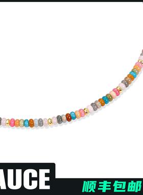 ZAUCE造赐 天然彩石彩虹串珠项链 手工原创多巴胺配色潮流配饰