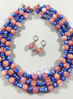 SP打标星光蓝紫撞色多层项链套装