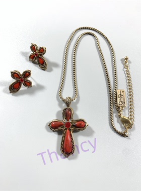 复古红色十字架套装JS打标