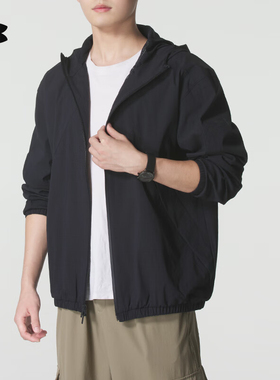 安德玛UA官方外套25新款秋季运动服训练跑步梭织连帽夹克6003863D