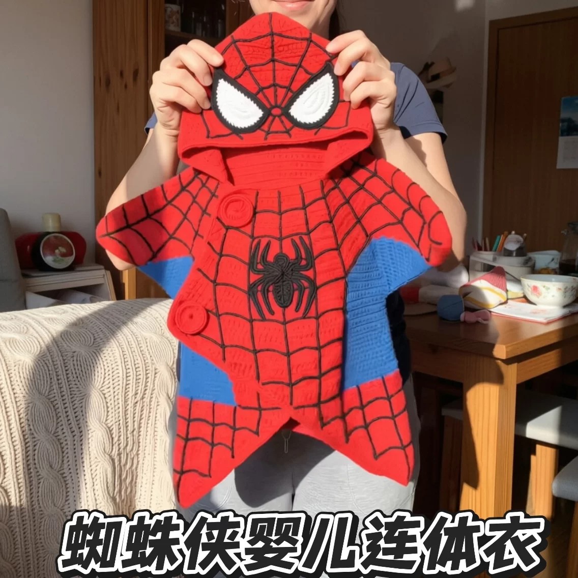 蜘蛛侠婴儿针织连体衣睡袋套装