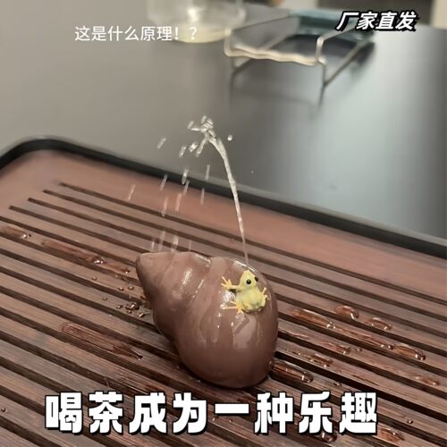 紫砂茶宠喷水青蛙可养装饰摆件