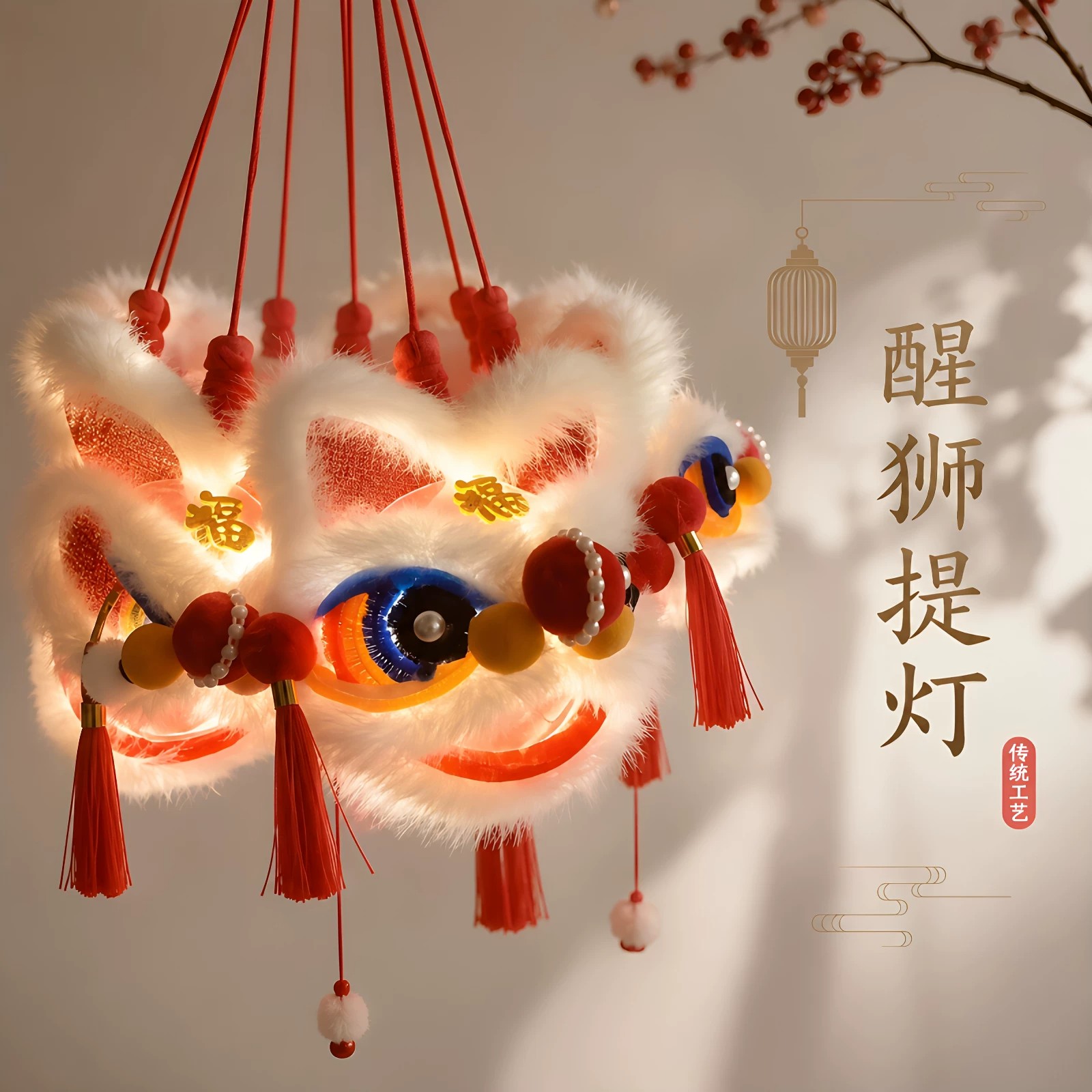 中秋节醒狮提灯成品古风拍照道具2026新款儿童手提灯节日氛围装扮