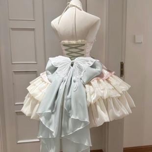 桔梗house爱神之约原创lolita公主风特纯欲风挂脖吊带短裙蓬蓬裙