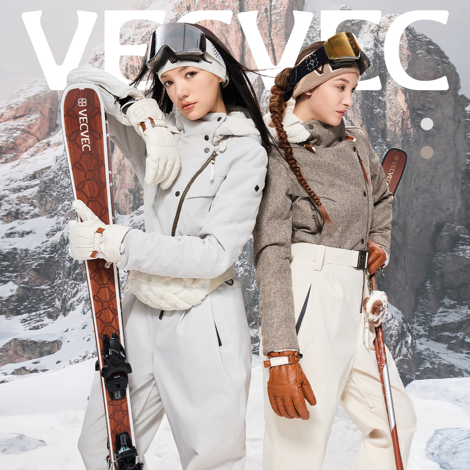 VECVEC滑雪服双板连体保暖雪衣